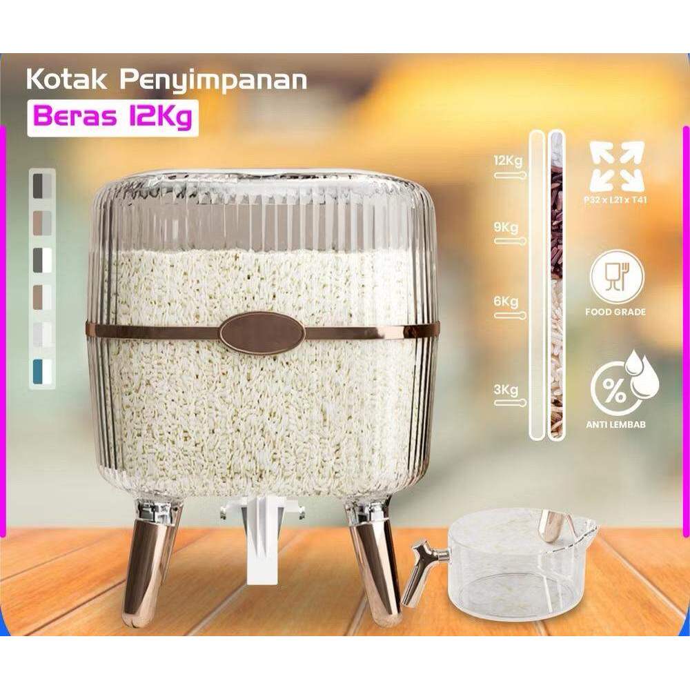 Dispenser Beras Estetik Kapsul Mewah Antik Rice DispenserWadah Penyimpanan Beras Rice Bucket Rice Bo