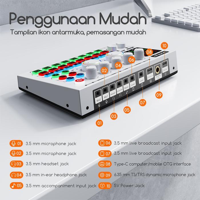 Bonkyo F999MAX Sound Card Bluetooth Live SoundCard F999MAX Soundcard Audio Live Mixer untuk Live