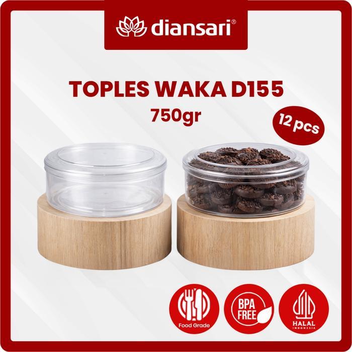 ASLI DIANSARI Toples WAKA D155 750gr 12 pcs Bulat Kue Lebaran Kue Kering Tutup Tebal Tahan S BPA