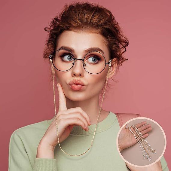 Rantai Kacamata Premium Stainless Steel Tali Anti Slip untuk Kacamata & Masker Unisex Pria Wanita