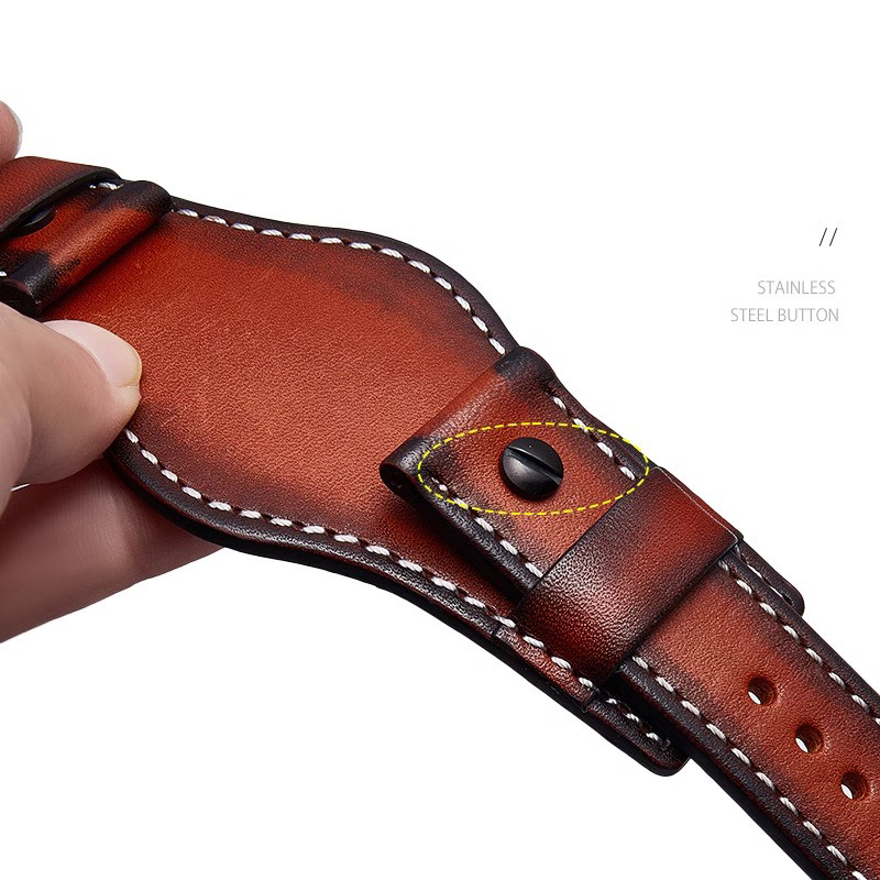 Leather Retro Strap Hand Brushed Watch Chain Base Style Leather Strap For Fossil Panerai Rolex Tudor