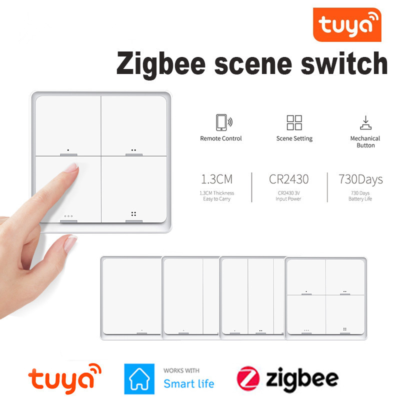 Tuya zigbee button Smart Scene Switch 4 Gang 12 Scene Switch Push