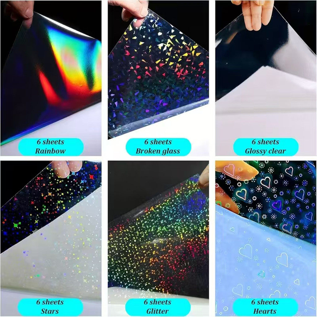 A4 size 36 holographic sticker film holographic transparent vinyl self-adhesive high-quality