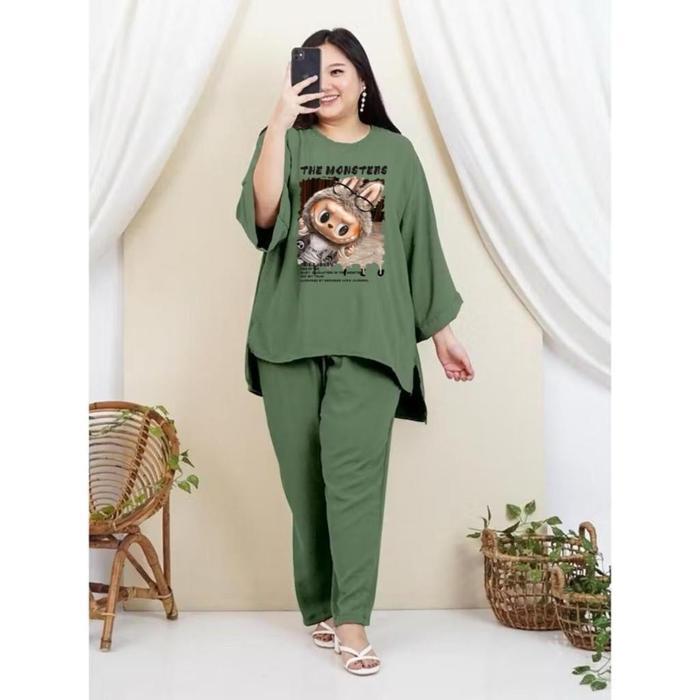 "New" set crinkle jumbo ld 120-140cm/setelan one set jumbo /fashion tiktok