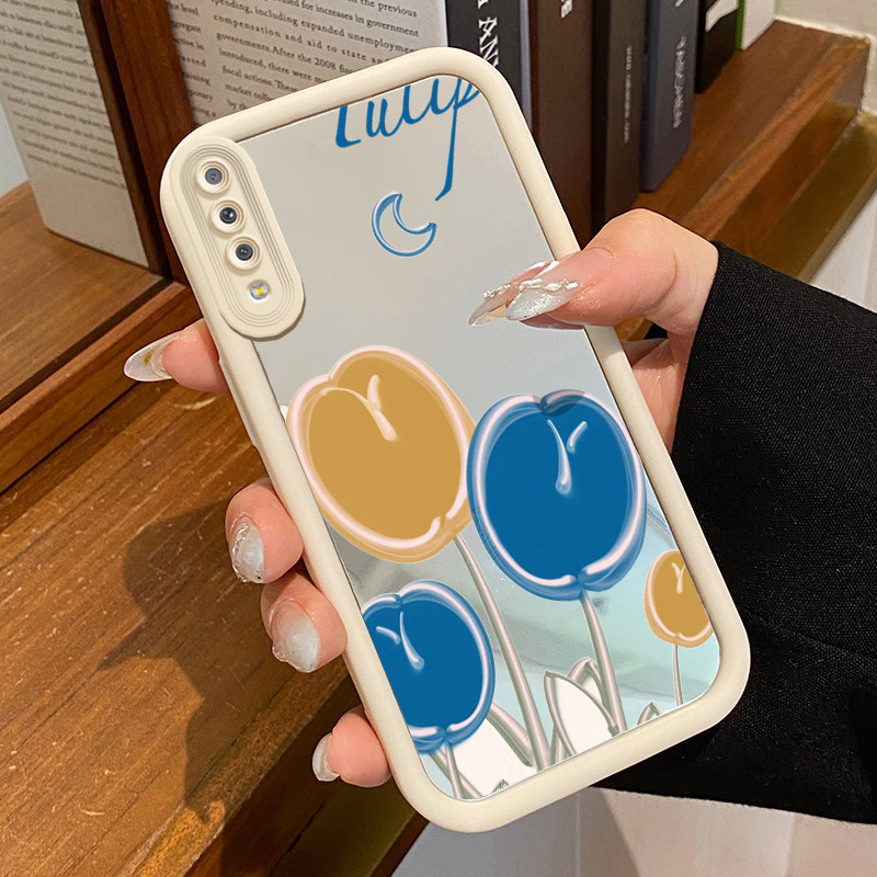 Casing Hp Untuk Samsung Galaxy A7 2018 Case Cute cartoon chubby flower Cermin Kasing silikon Cesing 