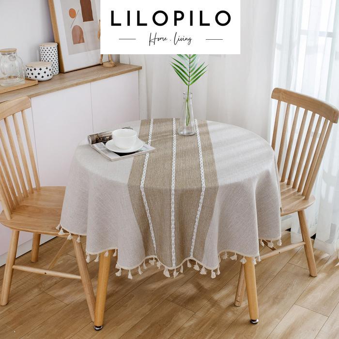 LILOPILO Taplak Alas Meja Makan Bundar Meja Makan Bulat Bahan Kain / Round Tablecloth Katun