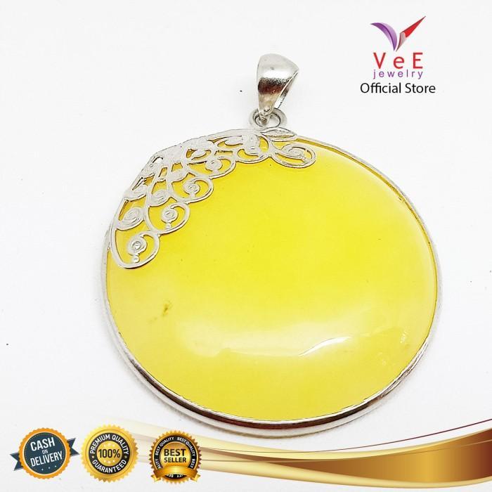 SALE Liontin Batu Giok Asli Kuning Bulat Pipih - VeE Liontin Pendant Wanita