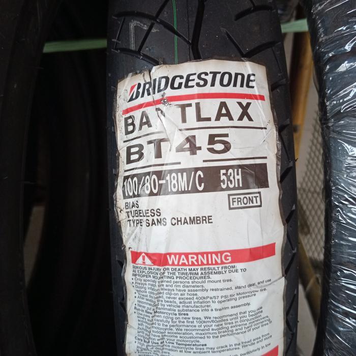 Ban Luar Bridgestone Battlax Bt 45 Ukuran 100/80-18 Battlax Tubeless