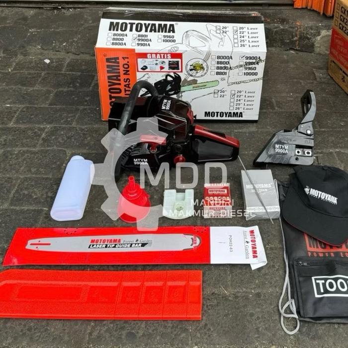 MESIN CHAINSAW MOTOYAMA CS 9900A BAR BAJA 22 INCH MESIN POTONG KAYU CHAINSAW CS 9900 BAR 22"