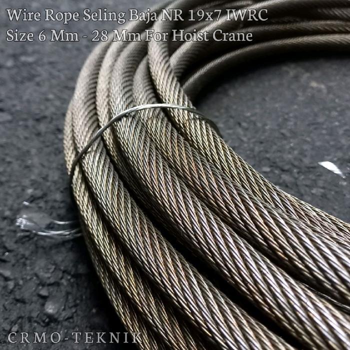 ken Wire Rope Kawat Seling Baja 19x7 IWRC 16 18 19 20 22 24 Mm Sling Baja