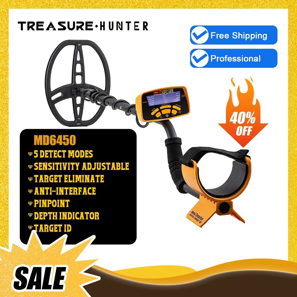 Treasure Hunter MD6450 Waterproof 11 inch Coil Gold Metal Detector Professional Underground Detector