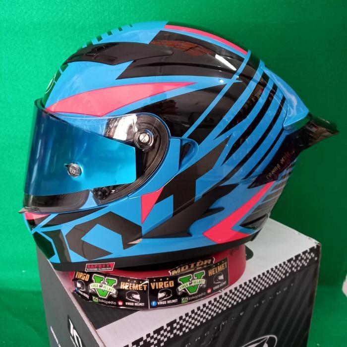 Kyt Helm Falcon Fr Radiant Sky Blue+Tear Off+Spoiler Paket Ganteng