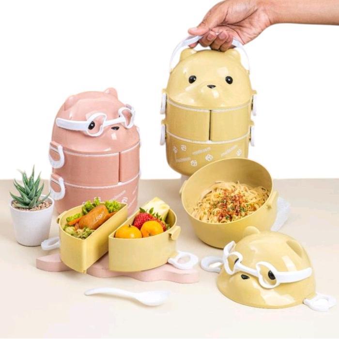 Rantang Panda Susun 3 Plastik Rantang Tenteng Karakter Bekal Makan Lucu Praktis Bisa Dua Atau Tiga