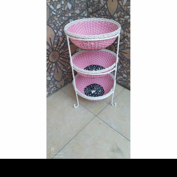 Rak Bumbu /Rak Bawang Rotan Sintetis Susun 3