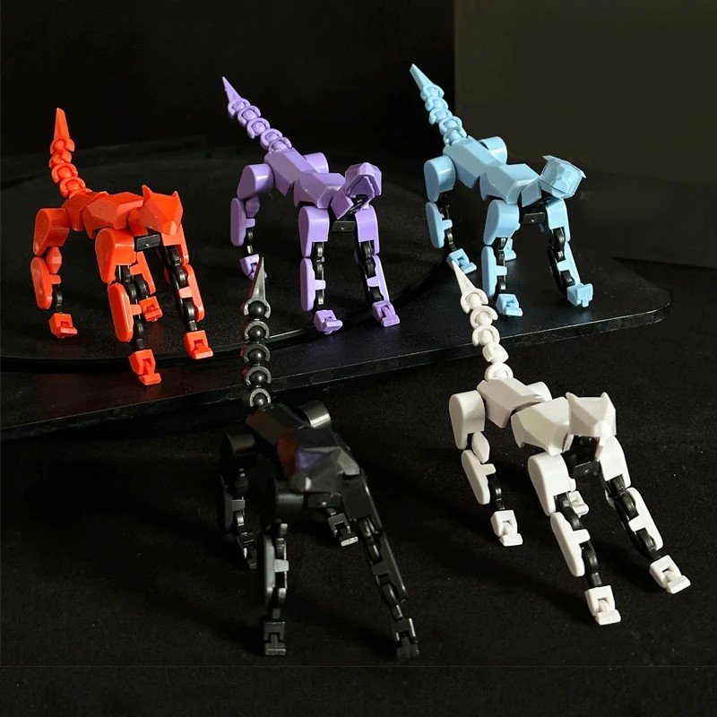 Multi-Jointed Movable Shapeshift Robot 3D Printed Mannequin Character and Dog Figures Toys