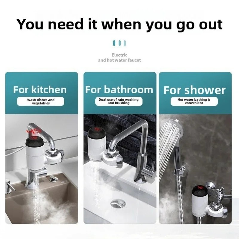 Kitchen Electric Water Heater Tap Instant Hot Water Faucet Heater Cold Heating Faucet Tankless