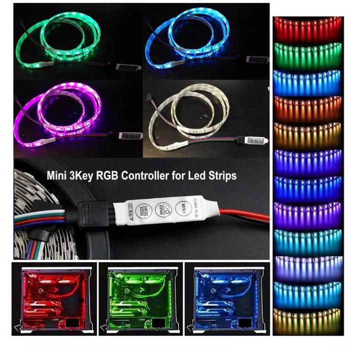 LED STRIP 1METER RGB 5050 JACK MOLEX PC CASE CASING COMPUTER TERMURAH