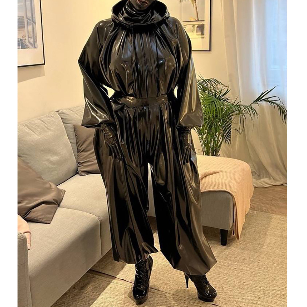 Loose Latex Rubber Catsuit Costumes With Cap
