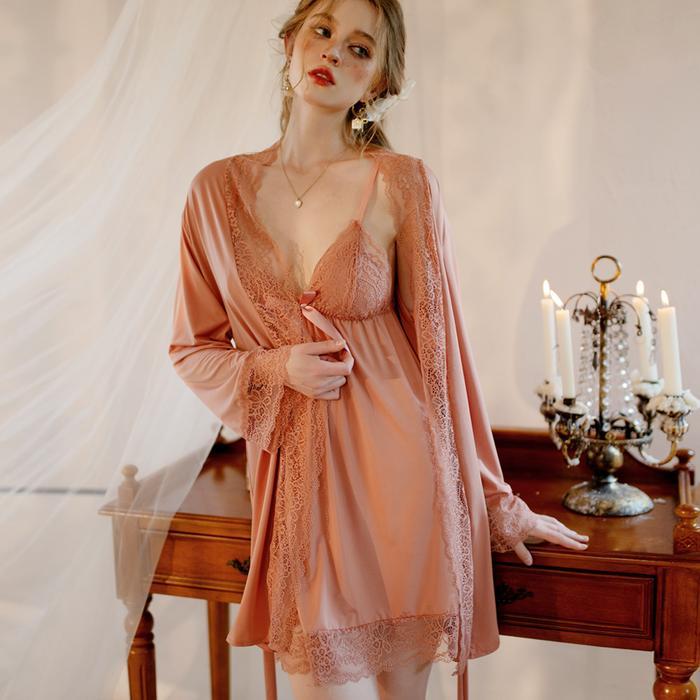 LindaGalz ALLISTA Pakaian Tidur Wanita Dewasa Baju Tidur Sexy Kimono Set Lingerie Jumbo Big size