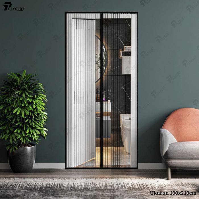Tirai Pintu kamar / Tirai Magnet Anti Nyamuk Kawat Nyamuk Hordeng Pintu Anti Nyamuk 100x210cm Jaring