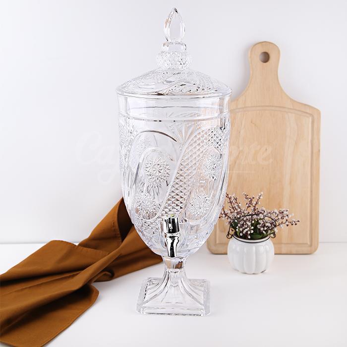 Dispenser / Tempat Air Minum Kaca Capodimonte 5 L (Clear/Gold)
