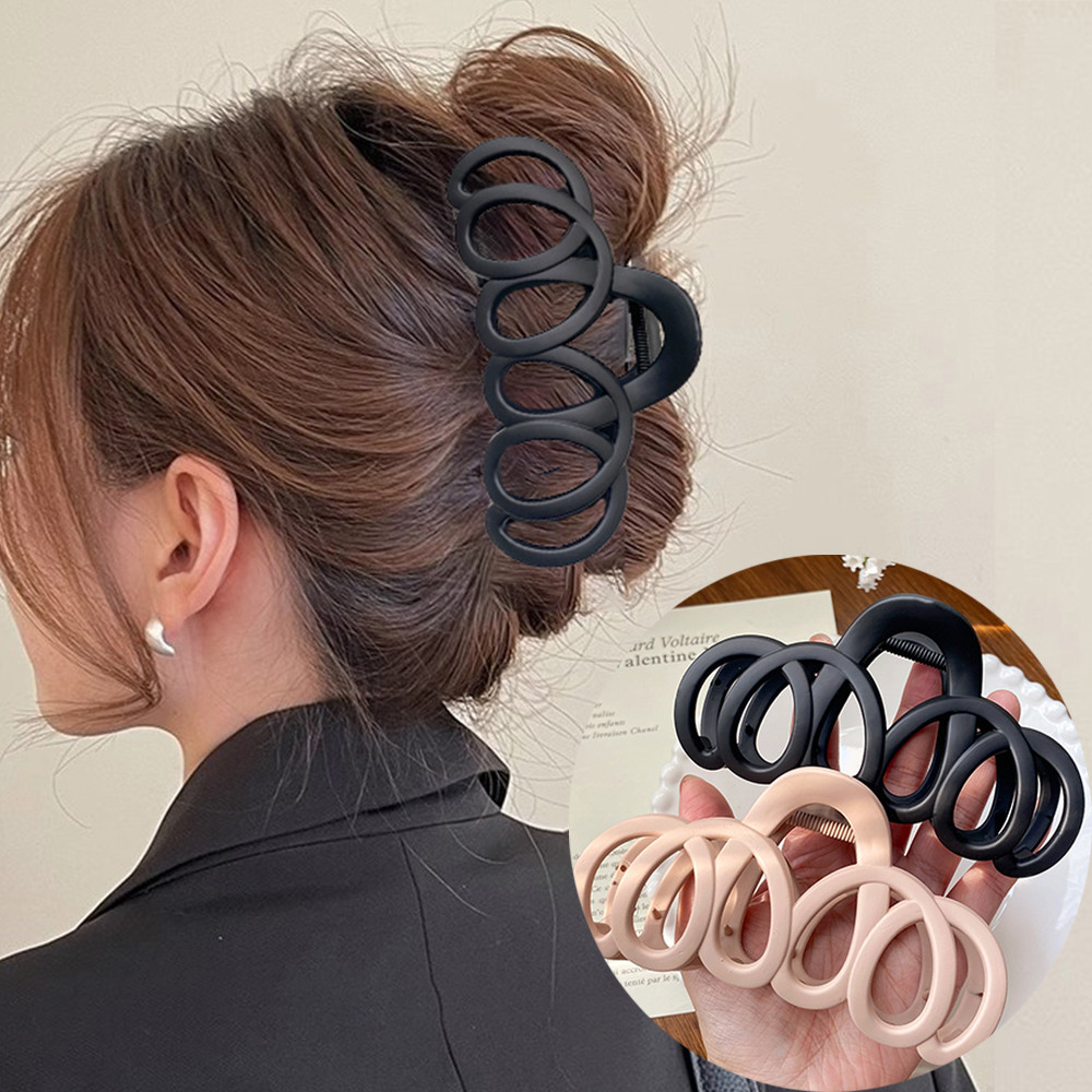 Frosted Hollow Hair Claw Bow Hair Clip Crab Elegant Hairpin Women Barrette Solid Headband Simple
