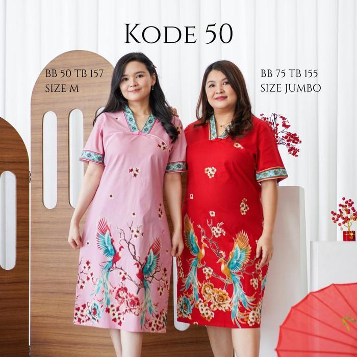 [ Fng ] Batik Imlek 2026 Feng Katun Stretch Premium Jumbo Bigsize Couple Dress Kemeja Cheongsam