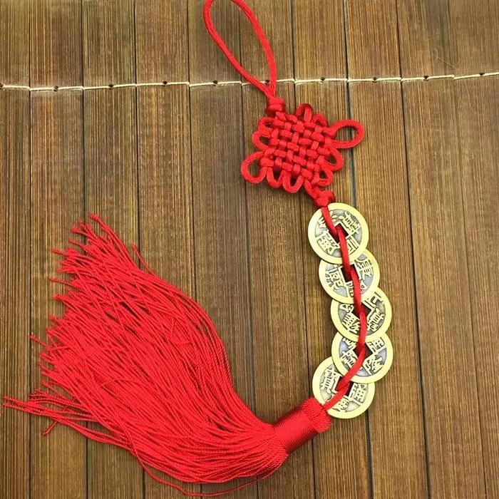 Koin Cina Ikat Tali Merah 6 Pcs Abadi Fengshui untuk Keberuntungan