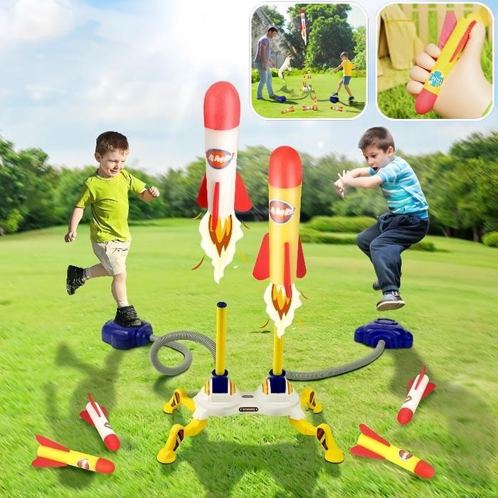 Mainan Roket Peluncur Angin Astronot Luar Angkasa Glowing Canon Rocket Led / Roket Terbang Menginjak