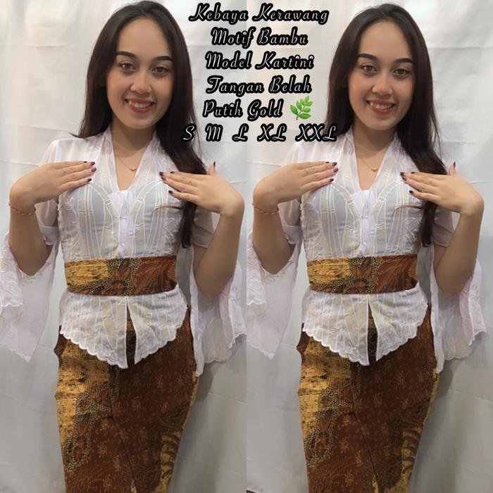 Kebaya Kerawang Putih Motif Bambu