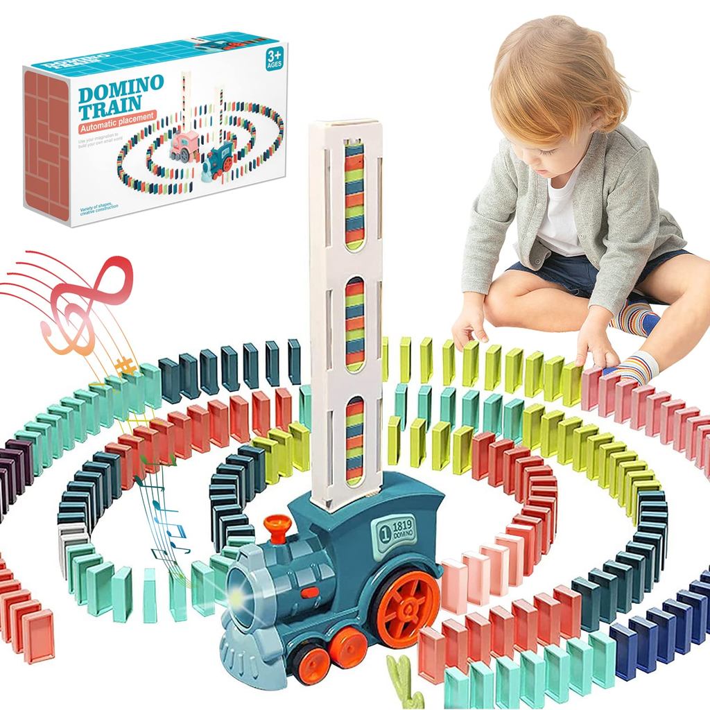Domino Train Toy Set, Automatic Domino Block Building And Stacking Toy, Creat Game, Christmas