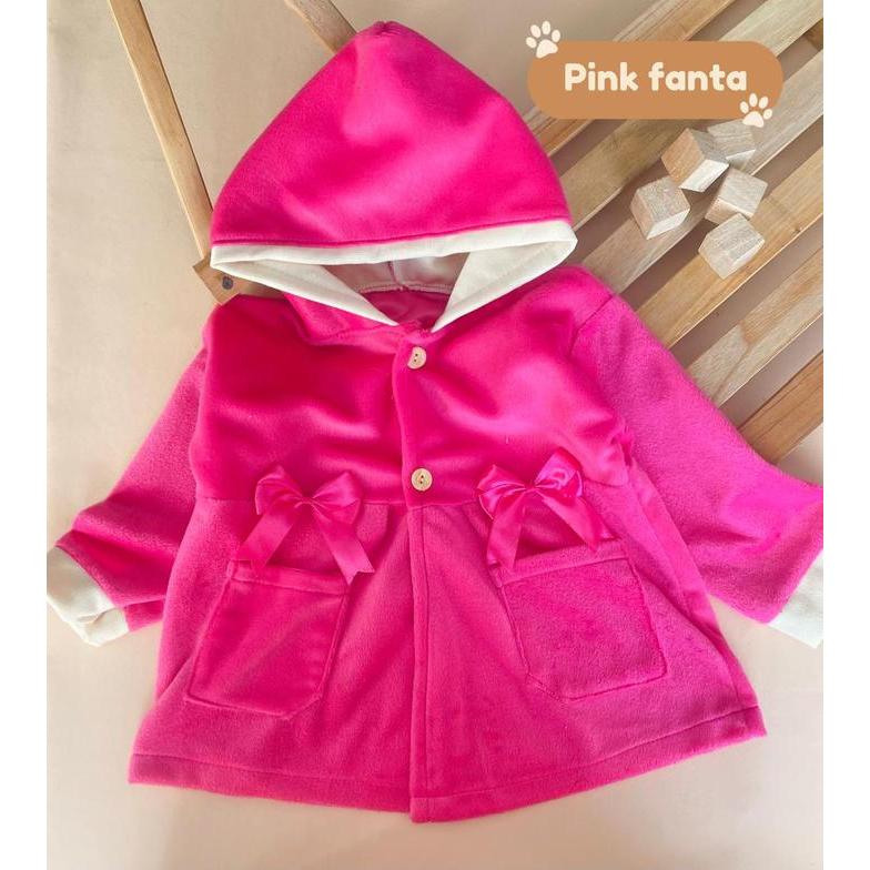 Promo Miby Baby-Jaket Bayi Perempuan Usia 1-2 Tahun Bahan Beludru Dengan Aksesoris Pita Cantik