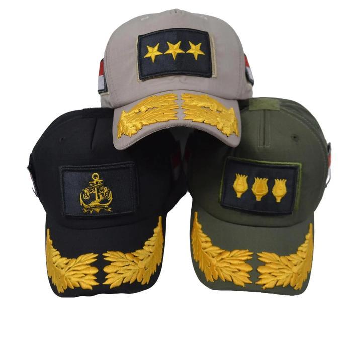 Topi Tactical TNI AL Kain Ribstob Cream/Army/Hitam Velcro Depan 9cm x 5cm Kancing Original Import