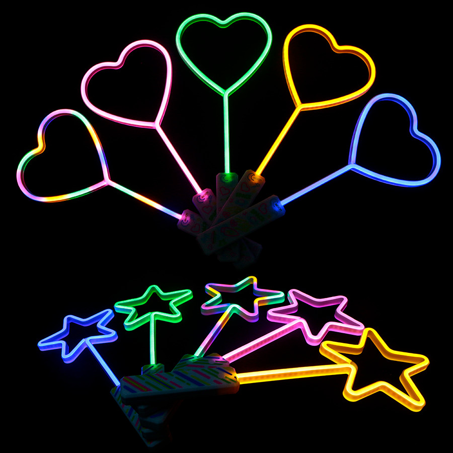LED Neon Party Lights Flashing Batons Cheering Heart-shaped Glow Stick Neon Signs Night Light