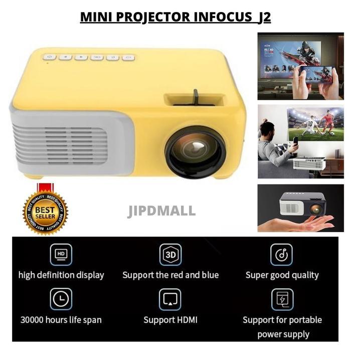 JIPD J2 Proyektor Infocus UNIC LUMENS 2000 Support 1080p Projector HP PS DVD LAPTOP Serbaguna
