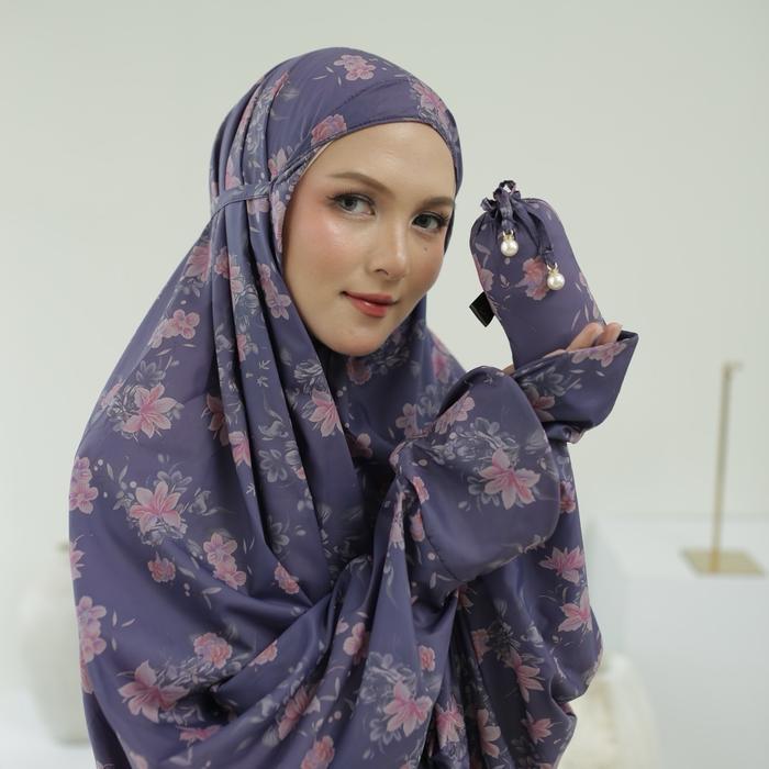 Kashmeer - Full Set Mukena Terusan Travel 2In1 Parasut Motif Premium + Sajadah Traveling
