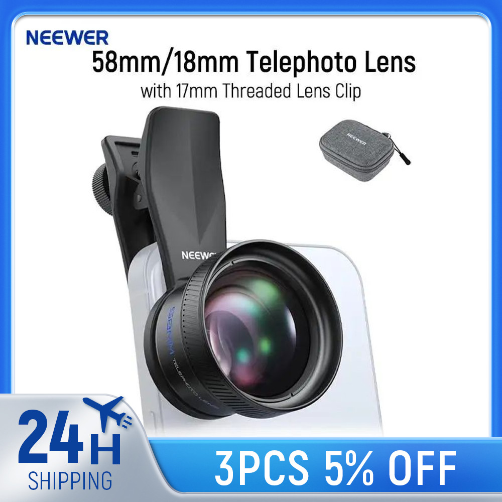 Neewer 58Mm/18Mm Telephoto Lens With 17Mm Threaded Phone Ca Lens Clip, 2X Magnification For Android