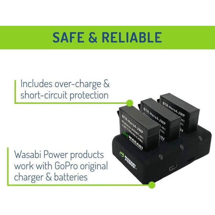 Wasabi Power Battery for GoPro HERO4 HERO 4 Black Silver Baterai Kamera ActionCam Action Camera