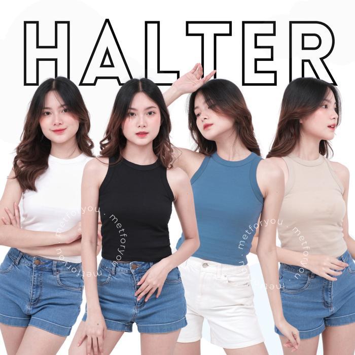 Best Seller Metforyou Halter Rib Tanktop Wanita Korea Tank Top Original