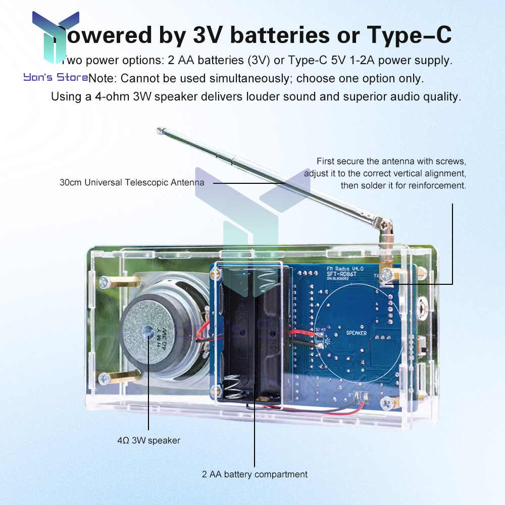 FM Radio Soldering Kit 87.5MHz~108MHZ Digital Tube Display FM Radio Electronic Soldering Learning