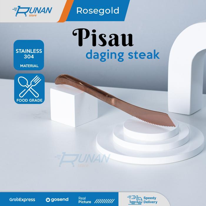 Pisau Steak Rose Gold Steak Knife Stainless Hotel Pisau Daging