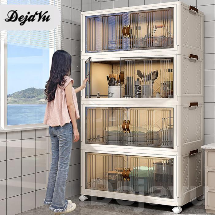 ASLI Dejavu Container Box Lipat Lemari Susun Plastik Serbaguna Lemari Pakaian Lipat Box Baju Susun