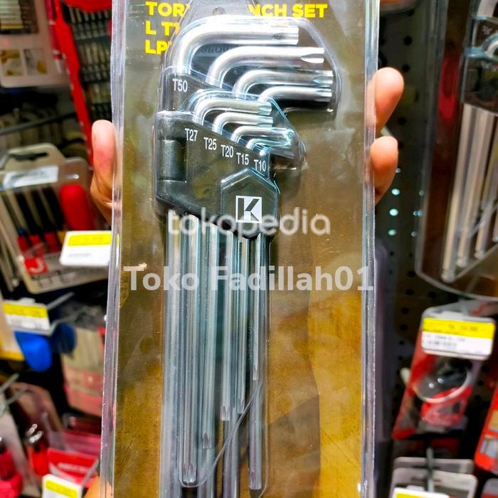 Krisbow Kunci L Torx T10-T50 9Pcs / Kunci L Bintang Krisbow Chrome