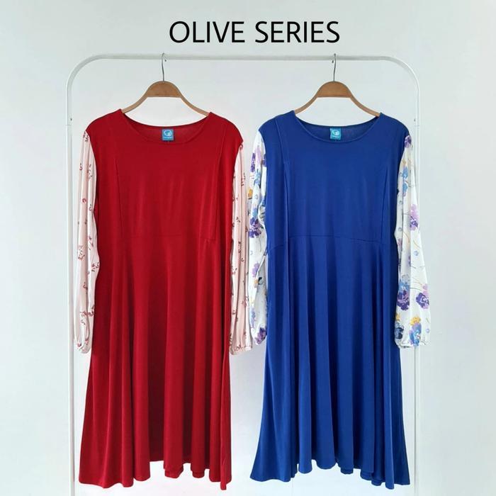 Mamigaya Olive Dress Bahan Kaos Lengan Panjang Baju Menyusui