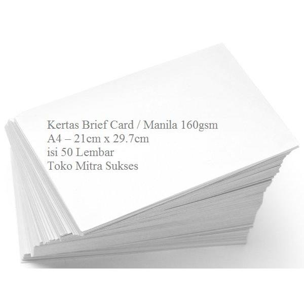 Kertas Brief Card - Bc - Kertas Manila 160Gram A4 Isi 50 Lembar