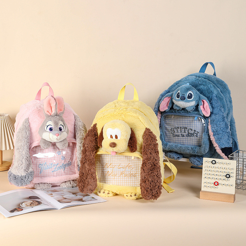 Disney Authentic Zootopia Judy Disney Stitch Flying Plush Doll Backpack Boy Pain Bag Play