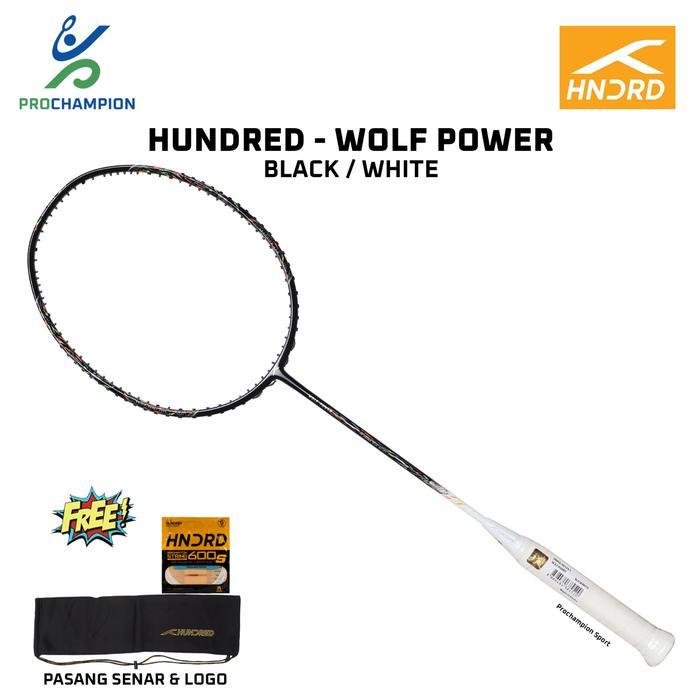 Raket Badminton Hundred Wolf Power Black White
