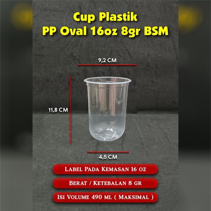 SABLON CUP PLASTIK PP OVAL 16 OZ 8 GRAM BSM SABLON 1 WARNA