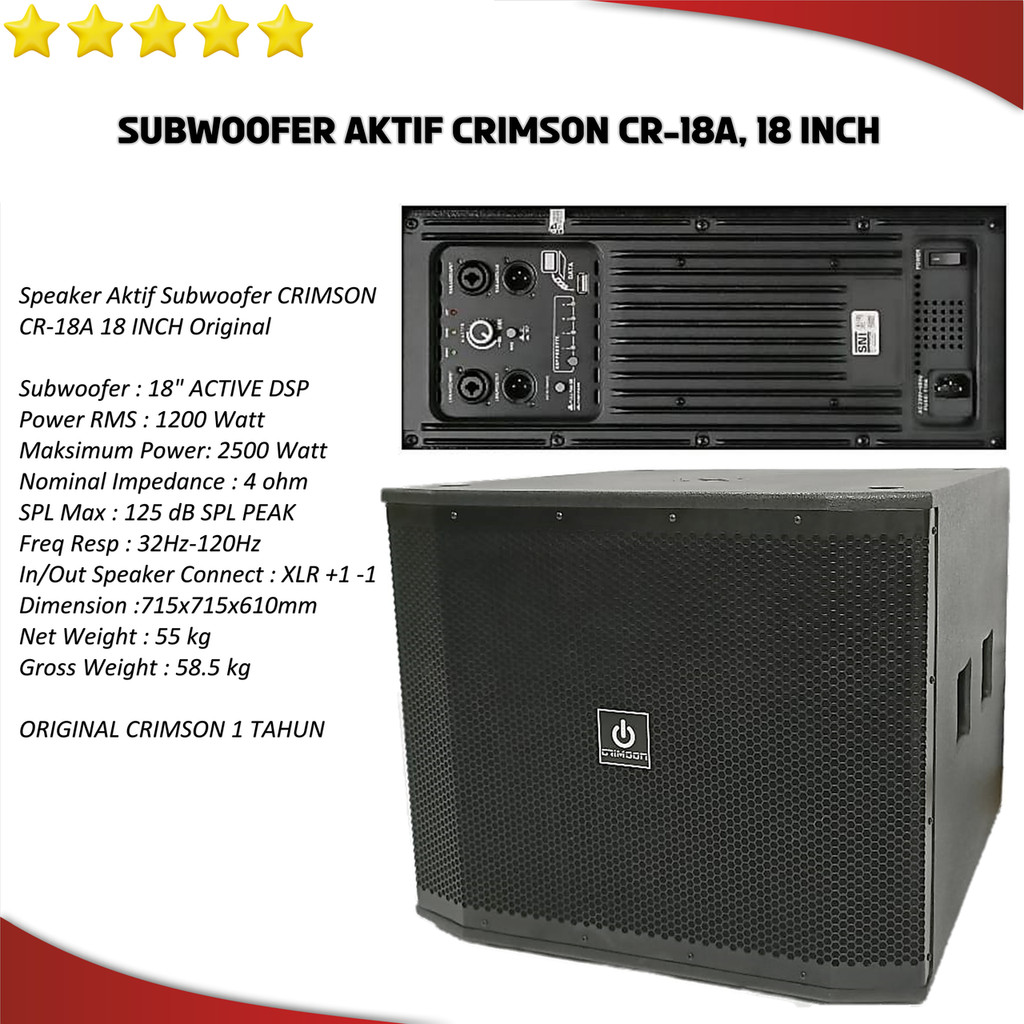 Speaker Aktif Subwoofer CRIMSON CR-18A 18 INCH Original