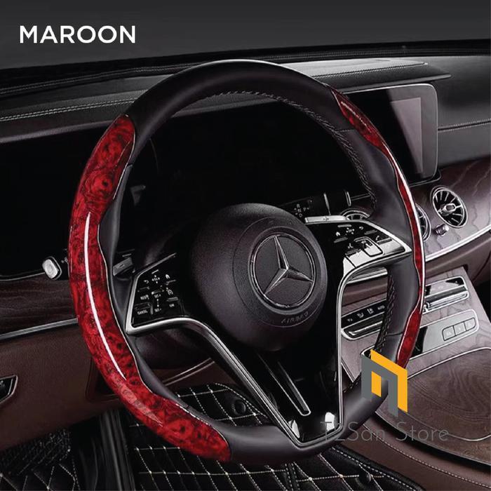 Cover Stir Mobil 05 Motif Kayu & Carbon Car Coklat cover stir